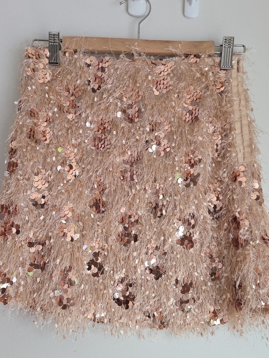 Zara Dresses & Skirts - Zara Rose Gold Sequin Feather Mini Skirt